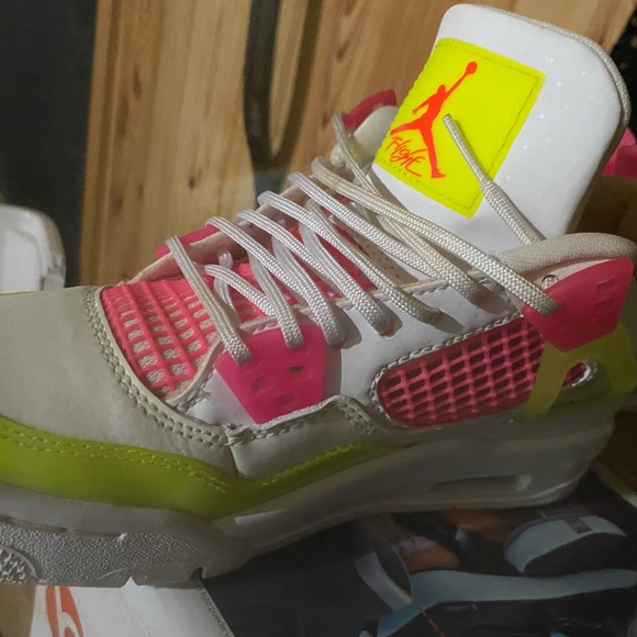 jordan 4 neon green and pink